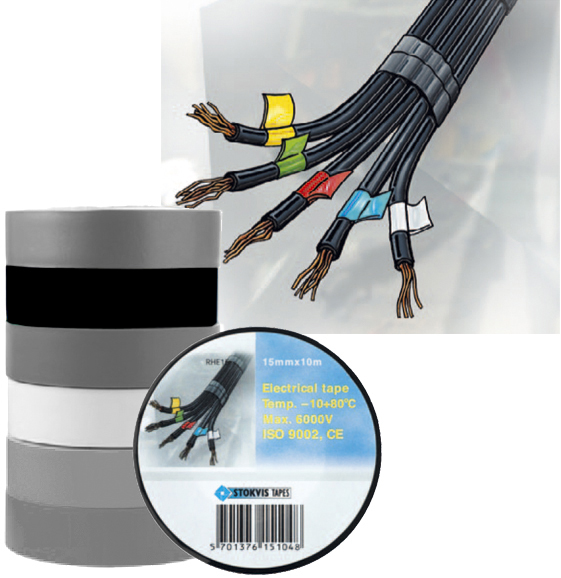 Stokvis Elektrikertape 10 m 2 pk sort