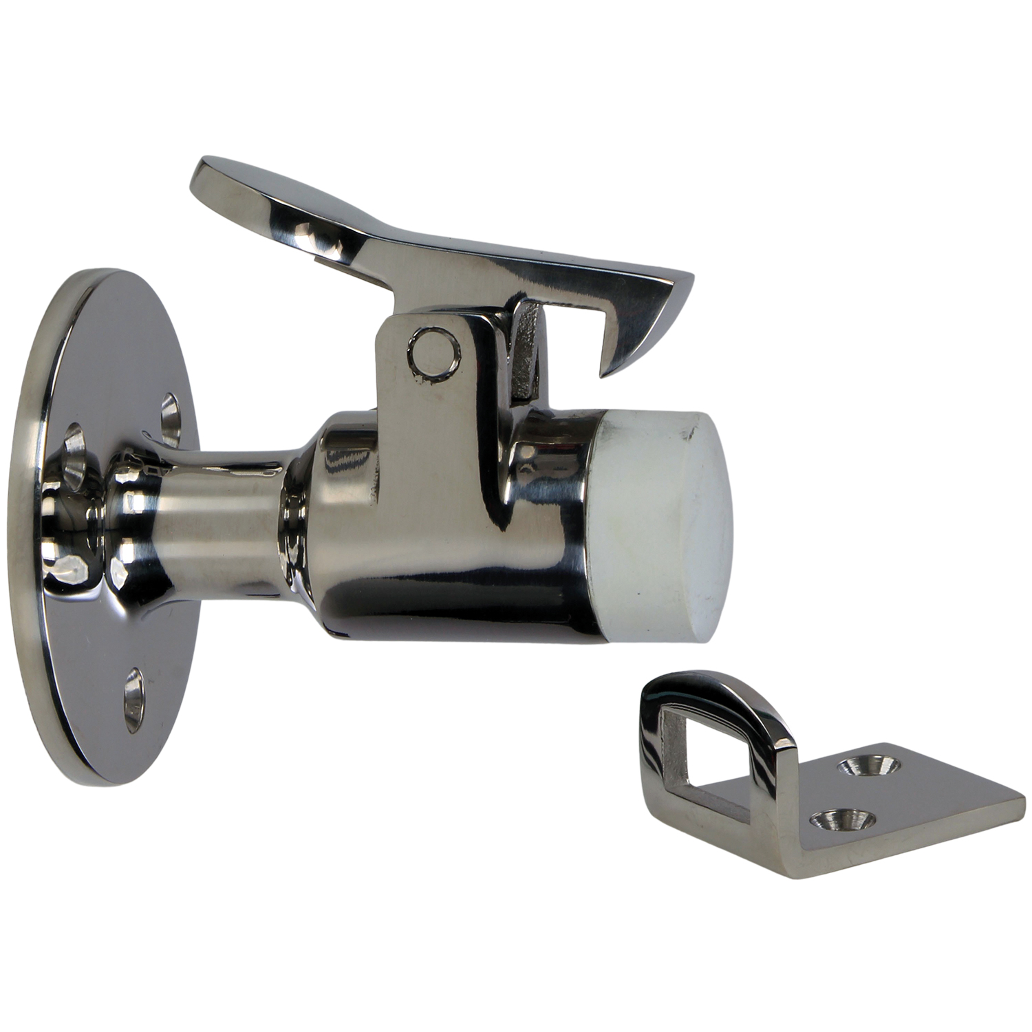 Dørholder hvit i rustfritt stål