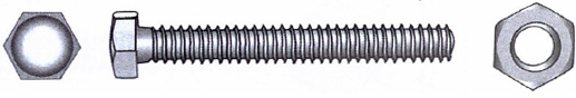 Sekskantbolt m/mutter A4 DIN 933/934, 8 x 40 mm, 4 stk