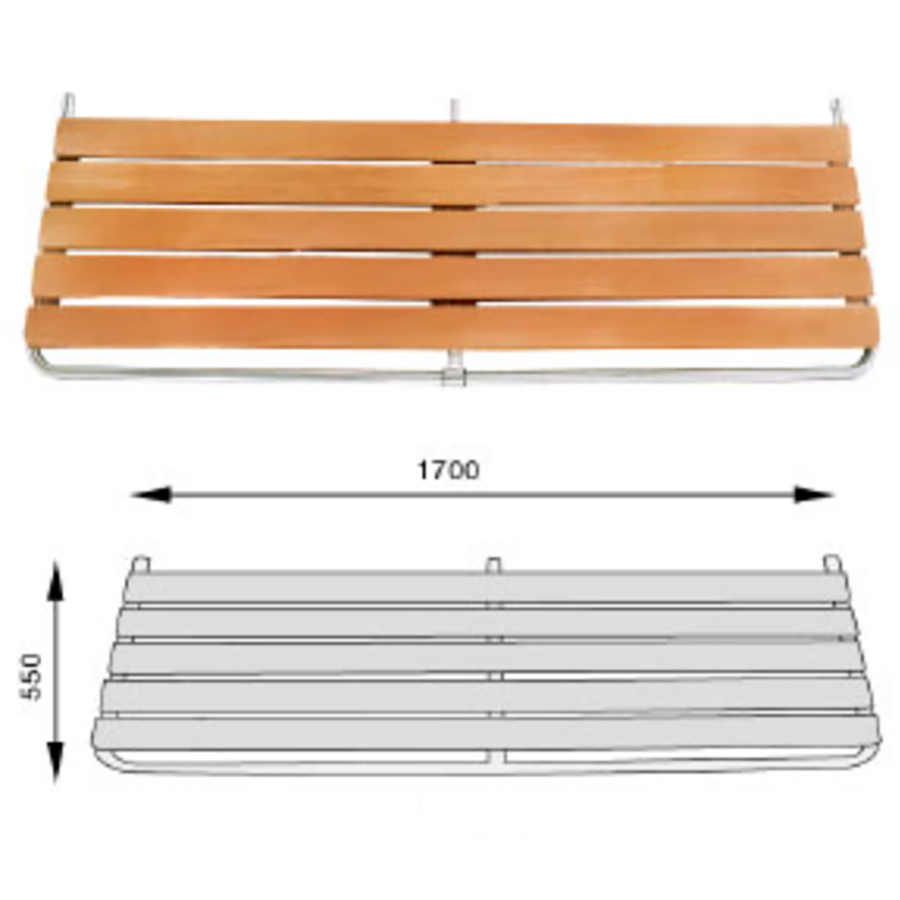 Badeplattform, syrefast/teak, 170 x 55 cm